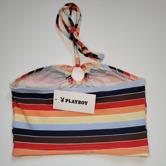 Playboy Striped Tank Tube Top Size Small - Picture 4 of 5